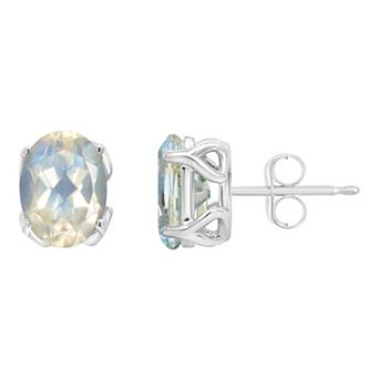 Alyson Layne Sterling Silver Oval Moonstone Stud Earrings