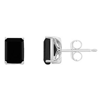 Alyson Layne Sterling Silver Emerald Cut Onyx Stud Earrings