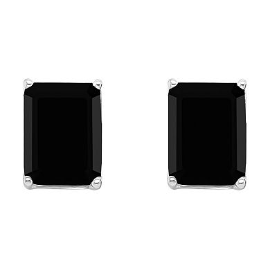 Alyson Layne Sterling Silver Emerald Cut Onyx Stud Earrings