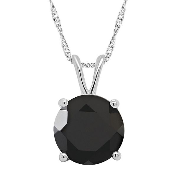 Alyson Layne Sterling Silver Round Onyx Pendant Necklace