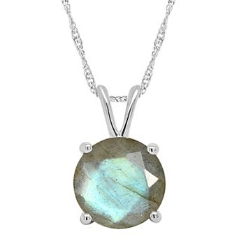 Alyson Layne Sterling Silver Round Labradorite Pendant Necklace