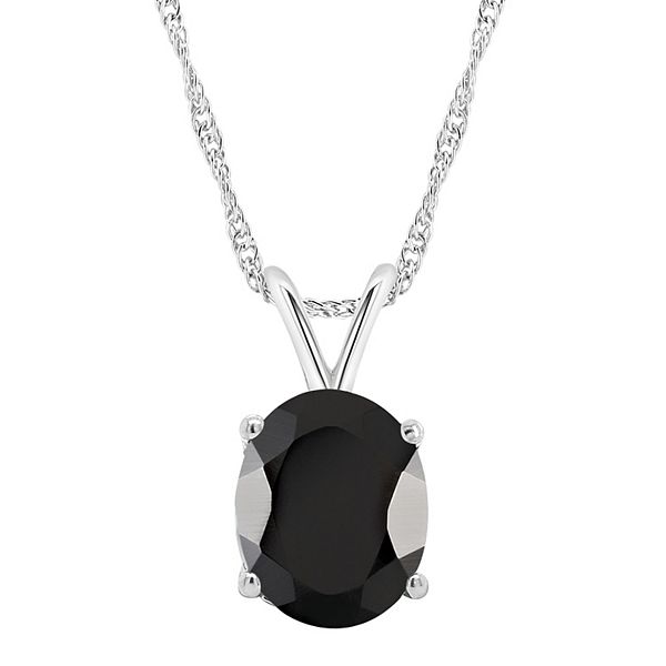 Alyson Layne Sterling Silver Oval Onyx Pendant Necklace