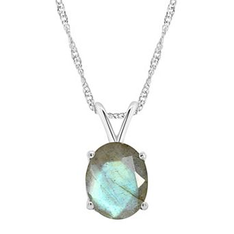 Alyson Layne Sterling Silver Oval Labradorite Pendant Necklace