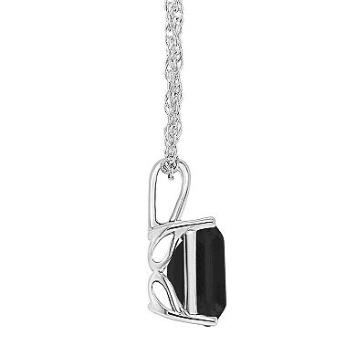 Alyson Layne Sterling Silver Emerald Cut Onyx Pendant Necklace