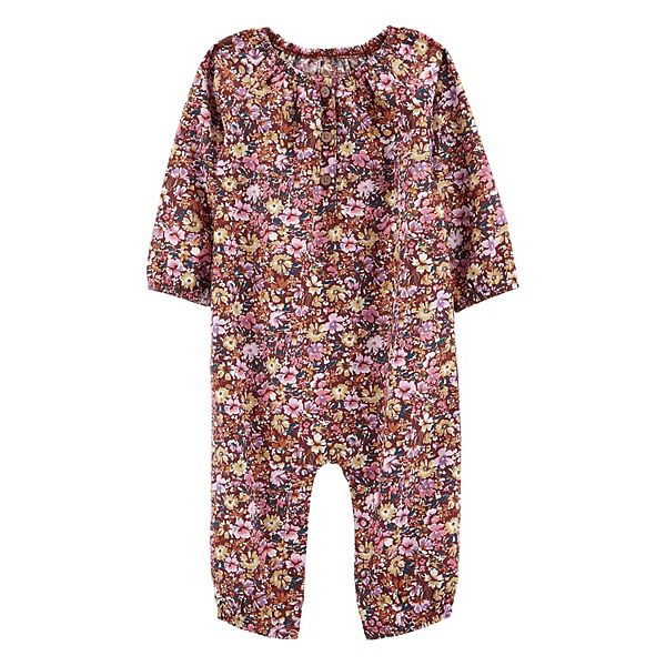 Baby Girl Carter's Floral Twill Long Sleeve Romper