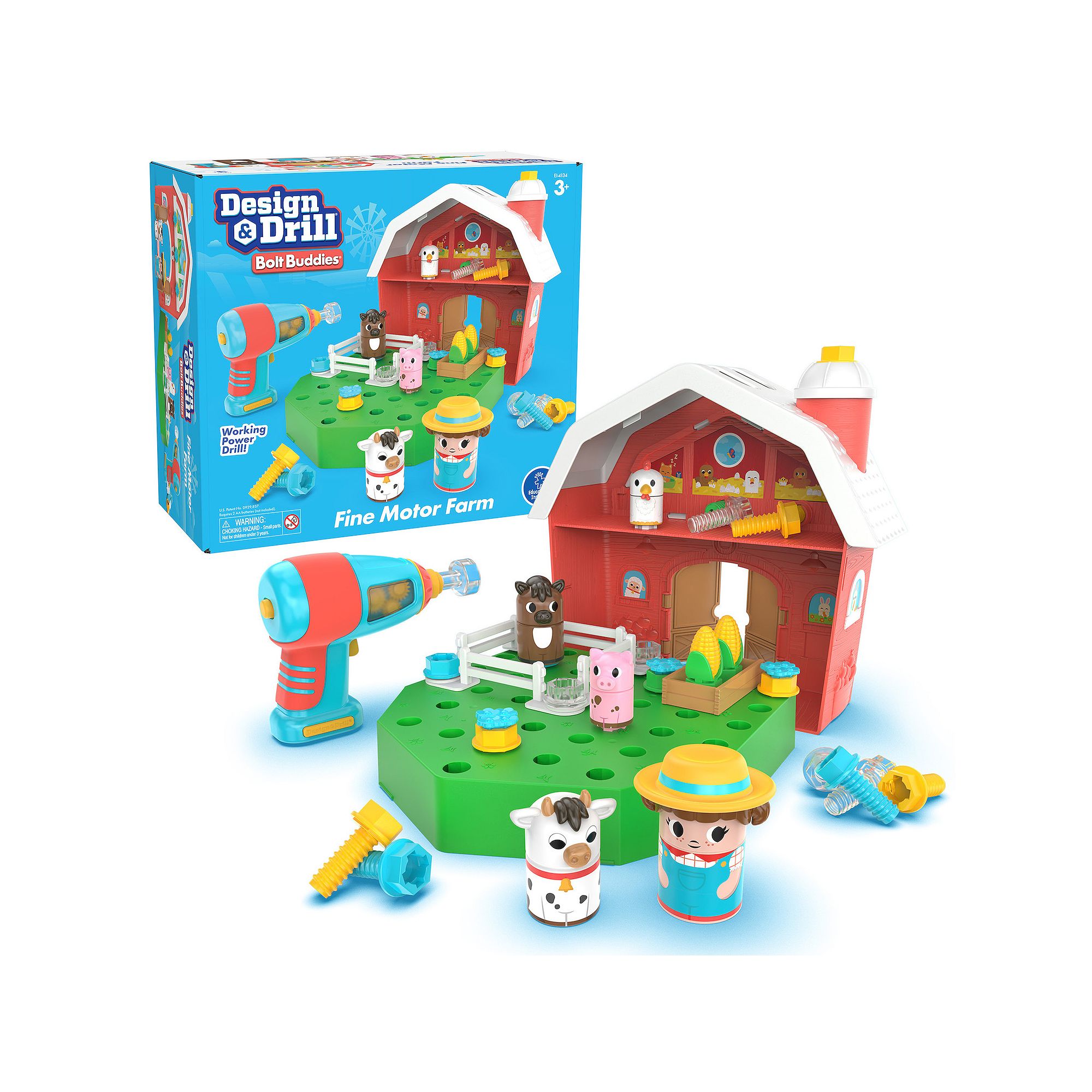 Educational Insights Design & Drill Bolt Buddies Barn, Multi