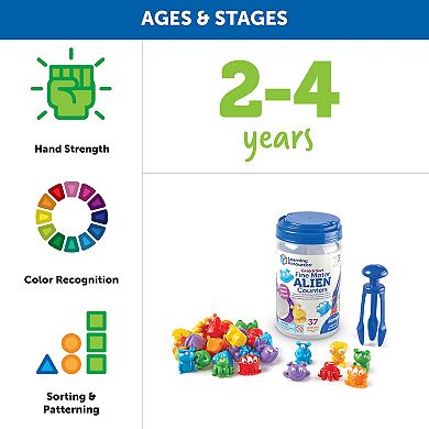 Learning Resources Grab & Sort Fine Motor Alien Counters