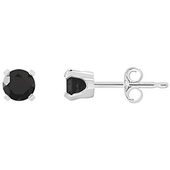Celebration Gems 14k White Gold Round Onyx Stud Earrings