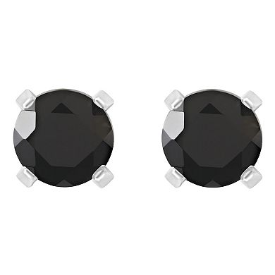 Celebration Gems 14k White Gold Round Onyx Stud Earrings