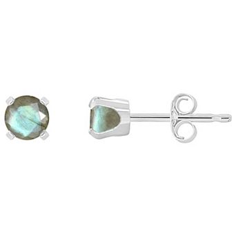 Celebration Gems 14k White Gold Round Labradorite Stud Earrings