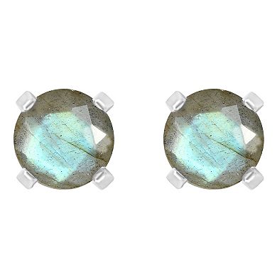 Celebration Gems 14k White Gold Round Labradorite Stud Earrings