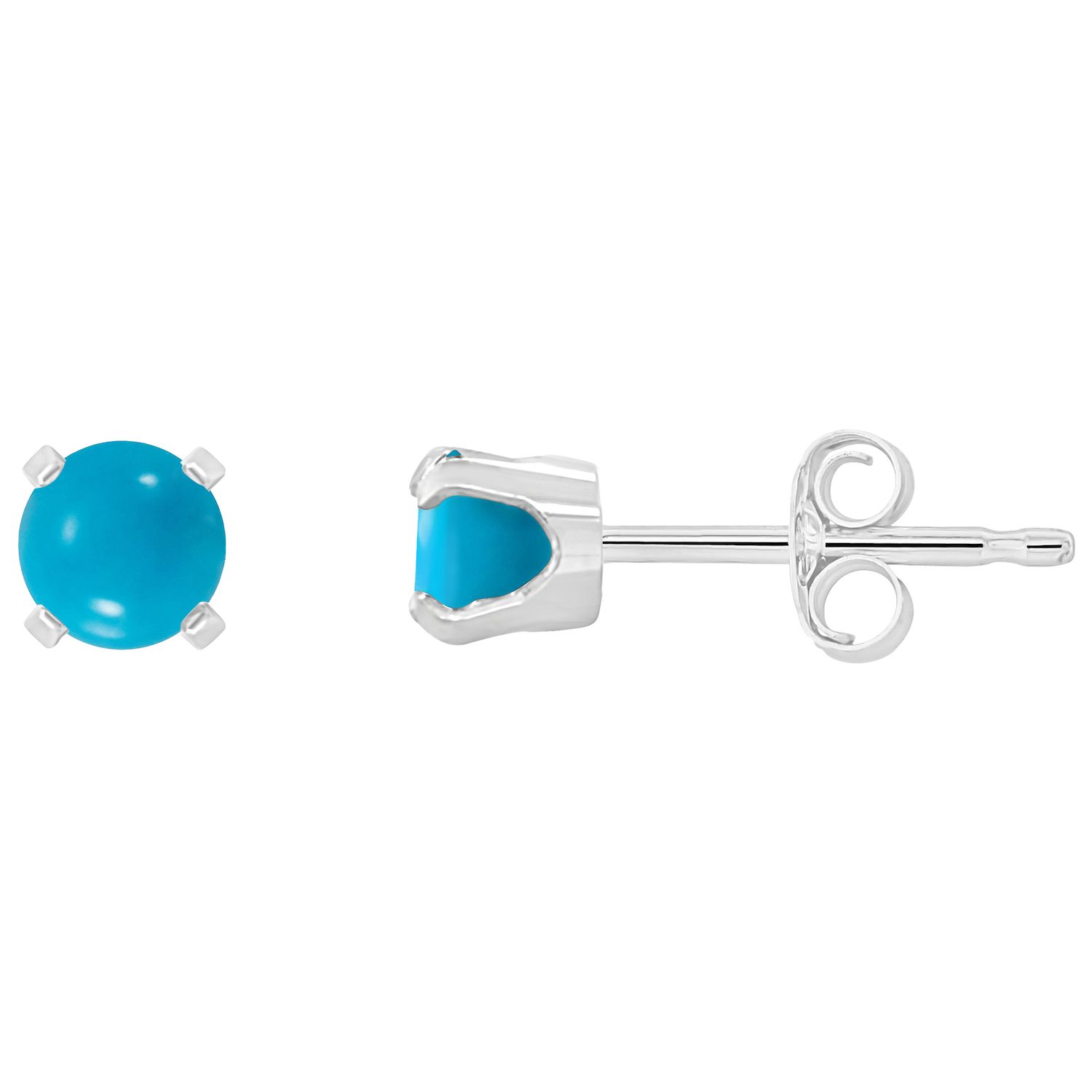 Celebration Gems 14k White Gold Round Stabilized Turquoise Stud Earrings   5905067