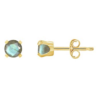 Celebration Gems 14k Gold Round Labradorite Stud Earrings