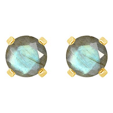 Celebration Gems 14k Gold Round Labradorite Stud Earrings