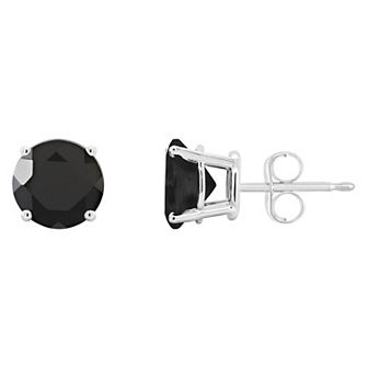 Celebration Gems 14k White Gold Round Onyx Stud Earrings