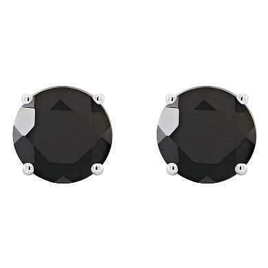 Celebration Gems 14k White Gold Round Onyx Stud Earrings