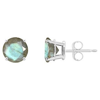 Celebration Gems 14k White Gold Round Labradorite Stud Earrings