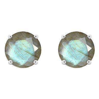 Celebration Gems 14k White Gold Round Labradorite Stud Earrings