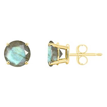 Celebration Gems 14k Gold Round Labradorite Stud Earrings