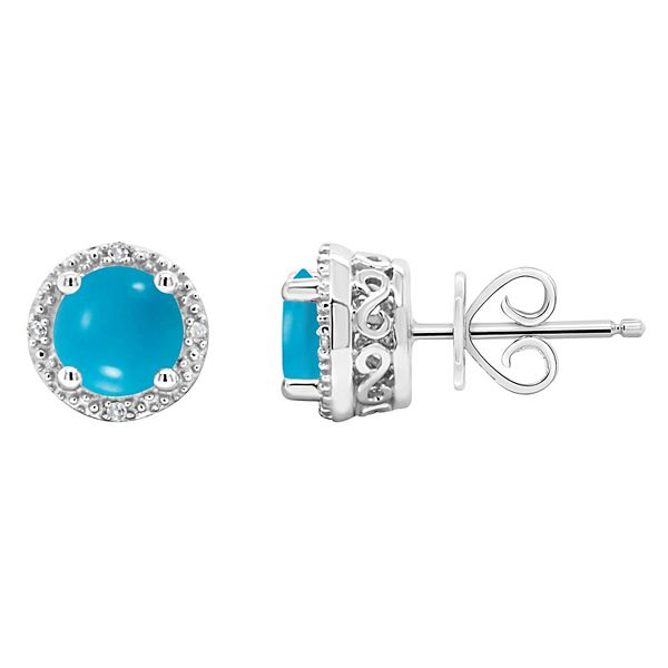 Celebration Gems Sterling Silver Round Stabilized Turquoise Diamond ...