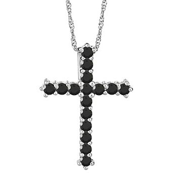 Celebration Gems Sterling Silver Onyx Cross Pendant Necklace