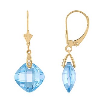 Tiara 14k Gold Gemstone & Diamond Accent Dangle Earrings