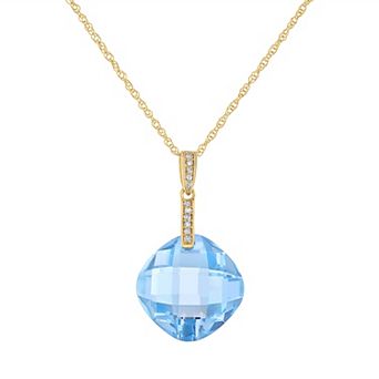 Tiara 14k Gold Gemstone & Diamond Accent Pendant Necklace