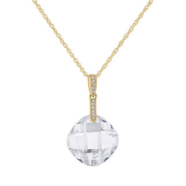 Tiara 14k Gold Gemstone & Diamond Accent Pendant Necklace