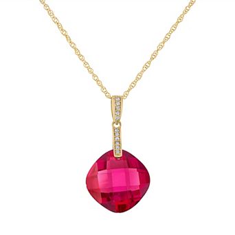 Tiara 14k Gold Gemstone & Diamond Accent Pendant Necklace