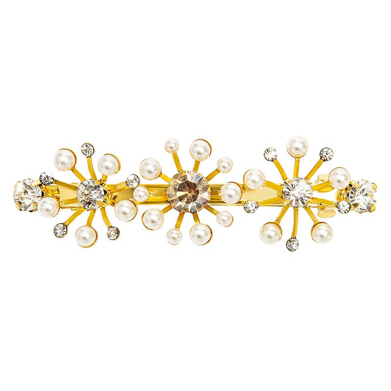 LC Lauren Conrad Simulated Pearl and Crystal Burst Hair Clip, White