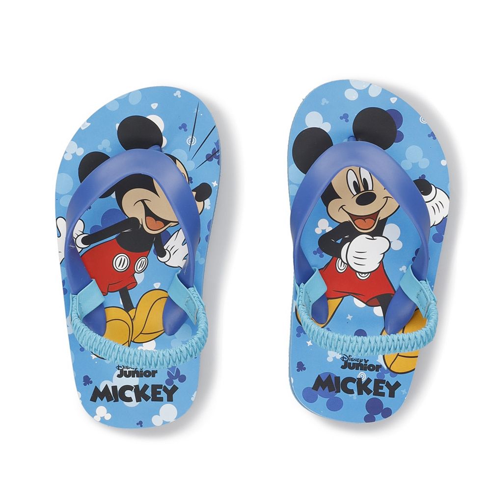 Cute Walk by Babyhug Disney Mickey Mouse Printed Flip Flops with Back Strap - Light Green main image 0