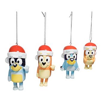 Kurt Adler Bluey and Family Christmas Ornament 4 pc Set