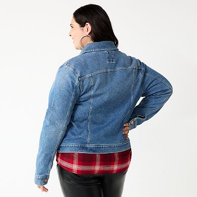 Juniors' Plus Size SO® Casual Cropped Jean Jacket