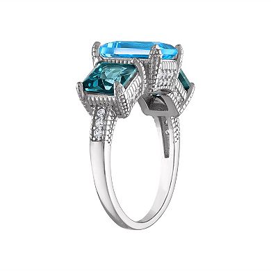 Designs by Gioelli Sterling Silver Gemstone 3-Stone Ring