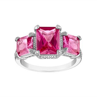 Designs by Gioelli Sterling Silver Gemstone 3-Stone Ring