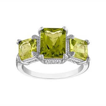 Designs by Gioelli Sterling Silver Gemstone 3-Stone Ring
