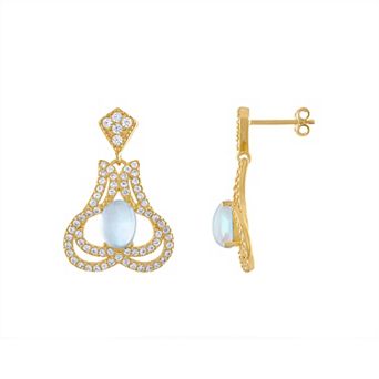 Designs by Gioelli 14k Gold Over Silver White Opal Dangle Earrings