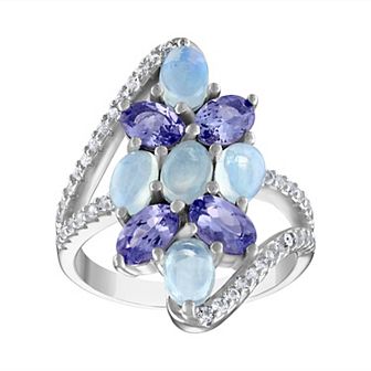 Designs by Gioelli Sterling Silver White Opal & Tanzanite Ring