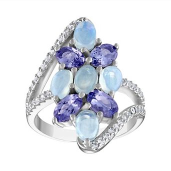 Designs by Gioelli Sterling Silver White Opal & Tanzanite Ring
