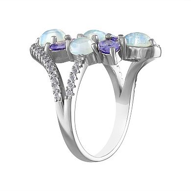 Designs by Gioelli Sterling Silver White Opal & Tanzanite Ring