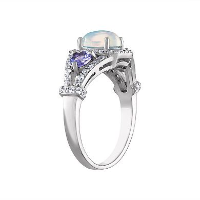 Designs by Gioelli Sterling Silver White Opal & Tanzanite Ring