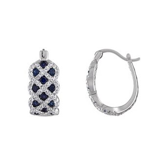 Designs by Gioelli Sterling Silver Lab-Created Sapphire Hoop Earrings