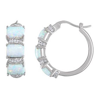 Designs by Gioelli Sterling Silver Gemstone Hoop Earrings