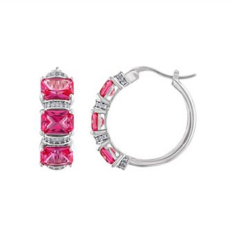 Designs by Gioelli Sterling Silver Gemstone Hoop Earrings