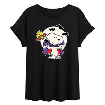 Juniors' Peanuts Vampire Snoopy Oversized Graphic Tee