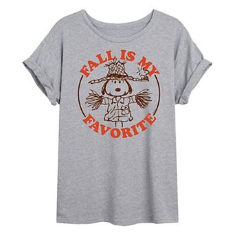 Juniors' Peanuts "Fall Is My Favorite" Snoopy Oversized Graphic Tee