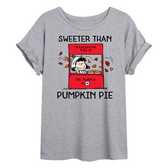 Juniors' Peanuts "Sweeter Than Pumpkin Pie" Sally Oversized Graphic Tee