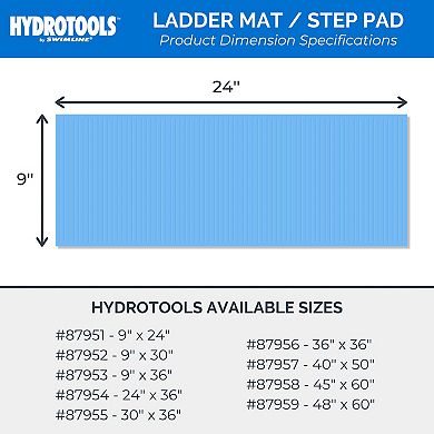 Swimline HydroTools 87951 9" x 24" Small Protective Vinyl Pool Ladder Mat, Blue