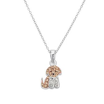 Charming Girl Kids Sterling Silver Crystal Puppy Pendant Necklace