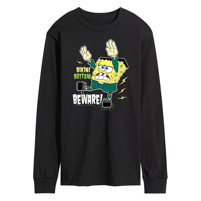 Men's SpongeBob SquarePants Bikini Bottom Long Sleeve Tee, Size: XL, Black